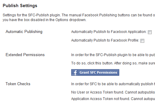 SFC Publish Settings SFC Publish Settings