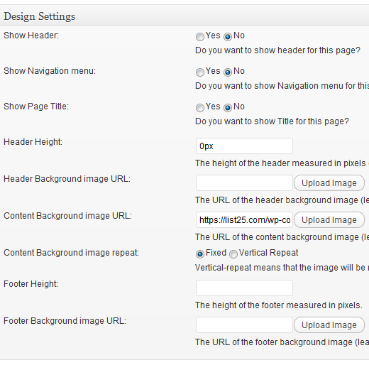 WP4FB Fan Only Page Settings