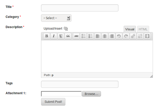 WP User Frontend add post page