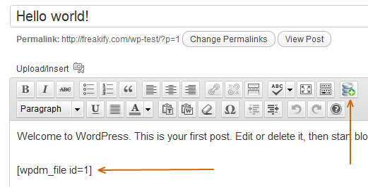 WordPress Download Manager Shortcode in Posts