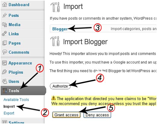 Importing to WordPress from Blogger