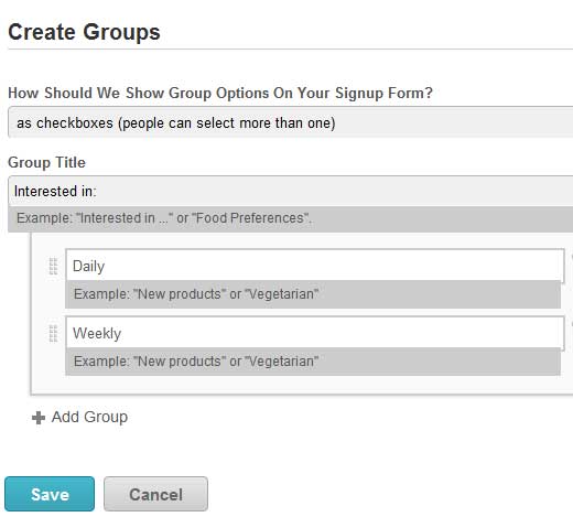 MailChimp Create Groups MailChimp Create Groups
