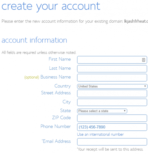 Create your Bluehost account