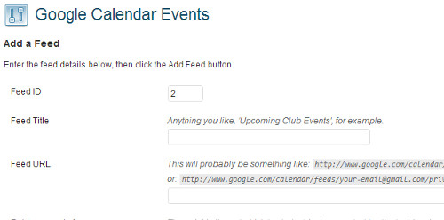 Adding Google Calendar Feed into plugin