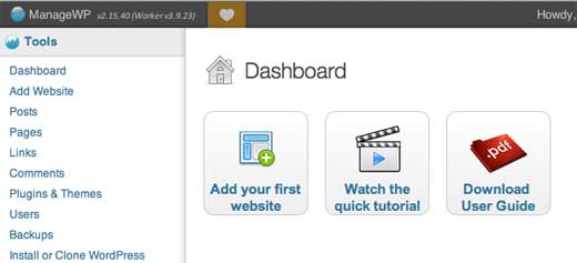 ManageWP Add First Site
