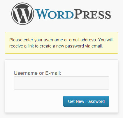 WordPress Password Recovery Screen