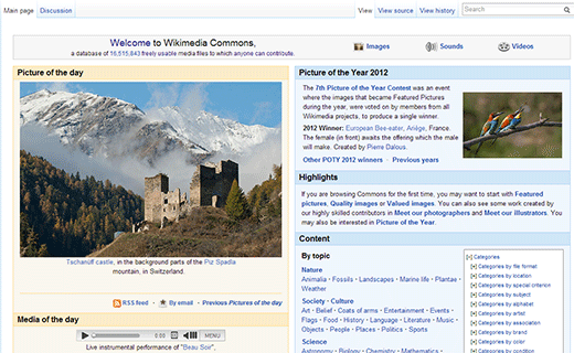 WikiMedia Commons free image library