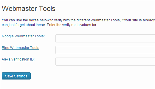 Yoast SEO Plugin - Webmaster Tools
