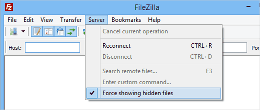 filezilla show hidden files in pc