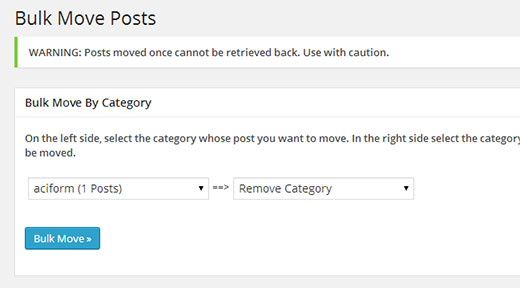 Moving posts in bulk from one category to another