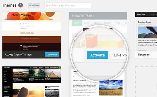 Activating a WordPress Theme