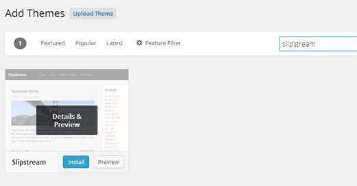 Searching for a free theme to install from WordPress.org directory