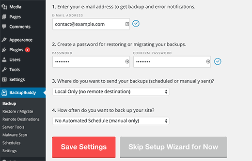 BackupBuddy Setup Wizard BackupBuddy Setup Wizard