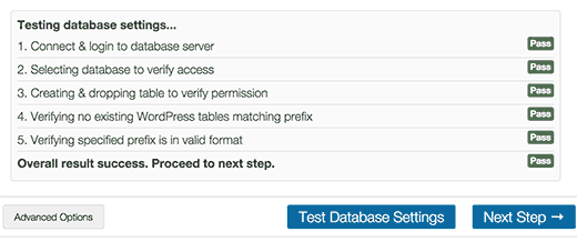Test database settings Test database settings