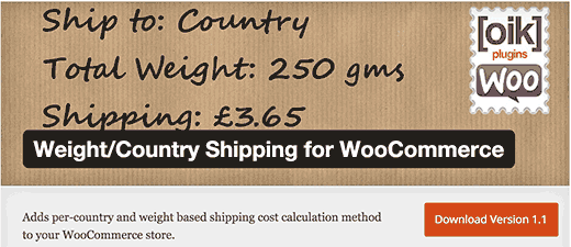 Weight/Country Shipping plugin for WooCommerce
