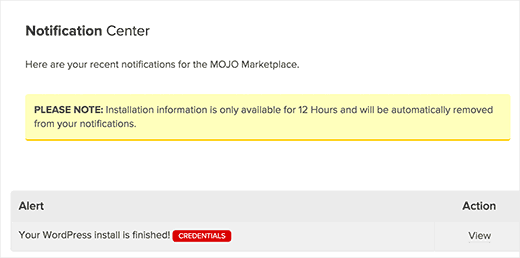 Notification center Notification center
