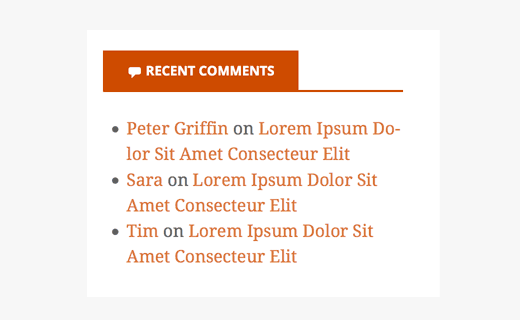 Preview of default recent comments widget