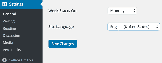 Changing language in WordPress Changing language in WordPress