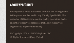 Copyright notice Copyright notice