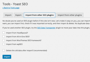 Import export tools in Yoast SEO Import export tools in Yoast SEO