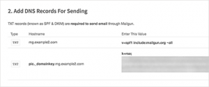 Mailgun showing DNS records Mailgun showing DNS records