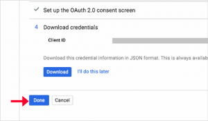Set up complete for Gmail API Set up complete for Gmail API