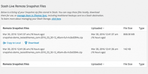 Stash live Snapshots Stash live Snapshots