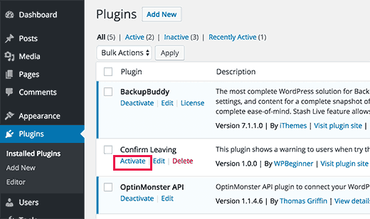 Activate plugin Activate plugin