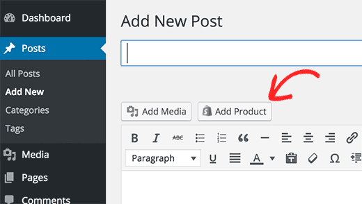 Add product button in WordPress Add product button in WordPress