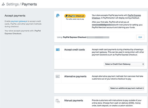 Payments options in Shopify Payments options in Shopify