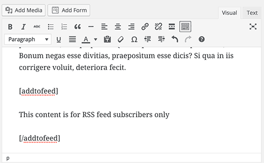 Adding feed only shortcode in WordPress blog posts Adding feed only shortcode in WordPress blog posts