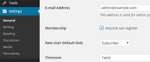 Enable user registration in WordPress