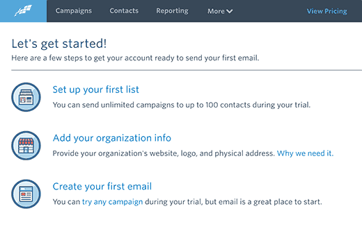 Constant Contact dashboard Constant Contact dashboard