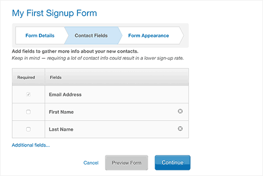 Add fields to your email signup form Add fields to your email signup form
