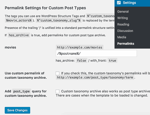 Custom post types permalinks