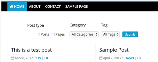 Advance filtering with headings and different field types