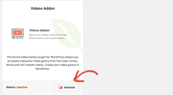 Activate videos addon