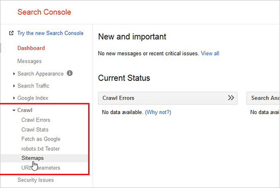 Crawl sitemaps settings