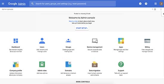 G Suite admin control panel