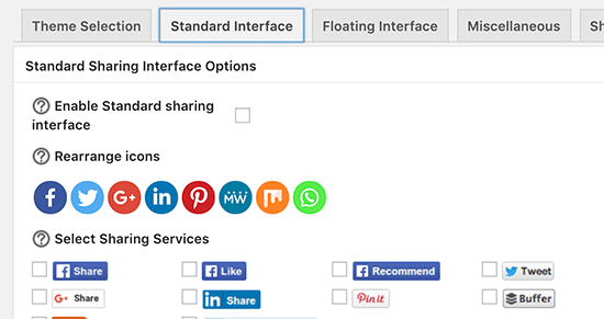 Standard sharing buttons