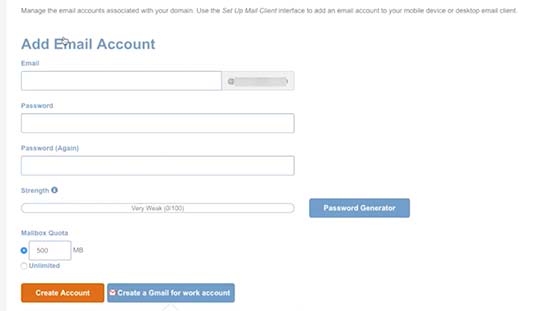 Create email account