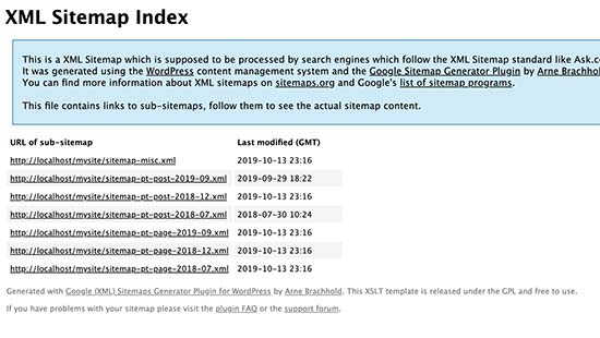 Sitemap gennerated by the Google XML Sitemap plugin