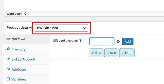 Adding gift card amounts