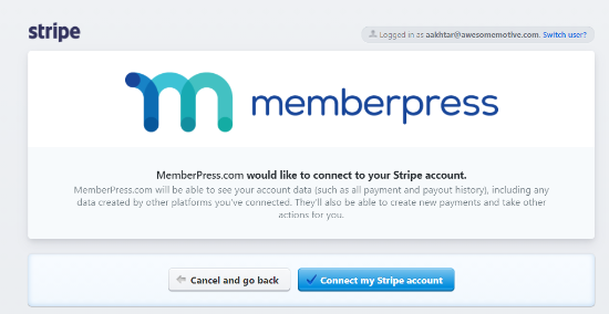 connect my stripe account with memberpress