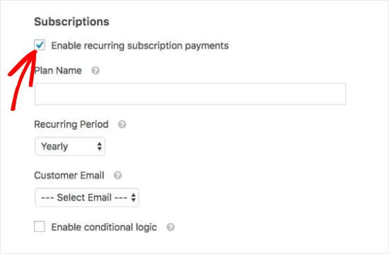 subscription stripe settings