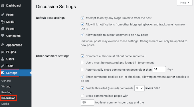 Showing newest comments first in the WordPress settings screen