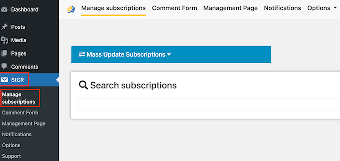 Managing the email notification subscriptions