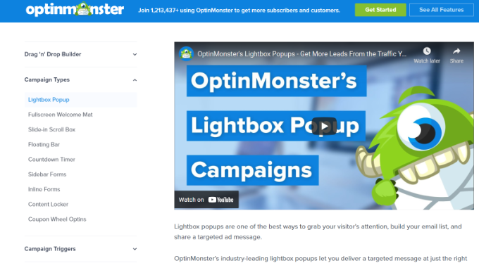 optinmonster feature pages
