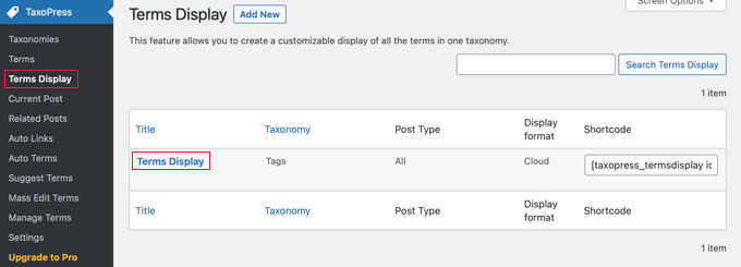 Configure How Terms Are Displayed