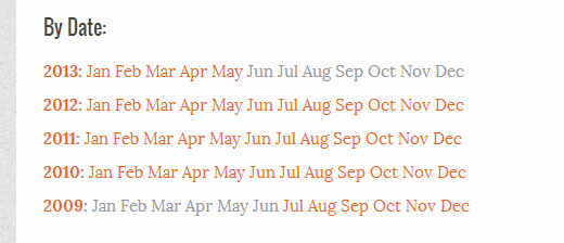 Displaying monthly archives one year per row using Compact Archives